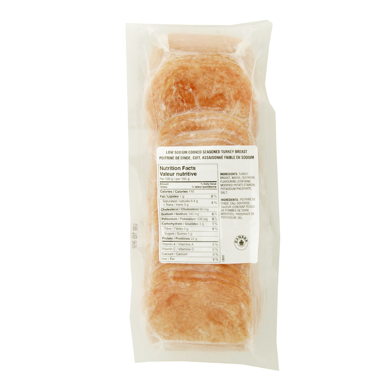 clear packaged cooked turkey slices